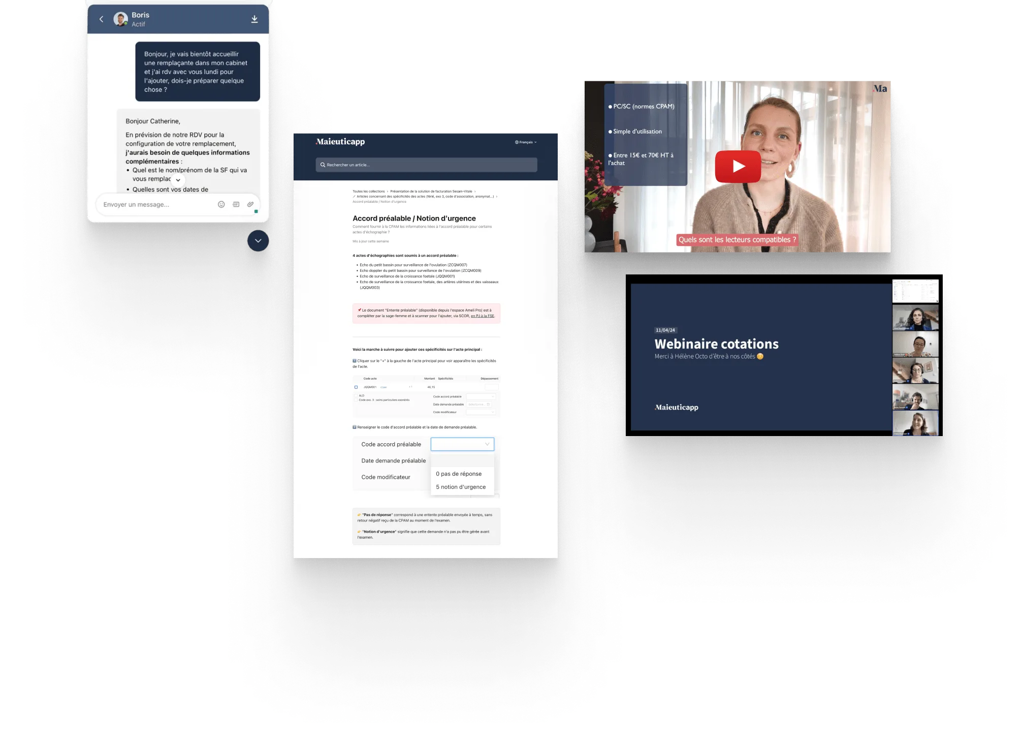 Mosaique affichant le chat, un guide et une video explicative